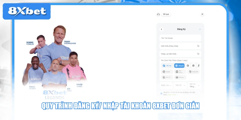 Quy trình đăng ký/ nhập tài khoản 8XBET đơn giản